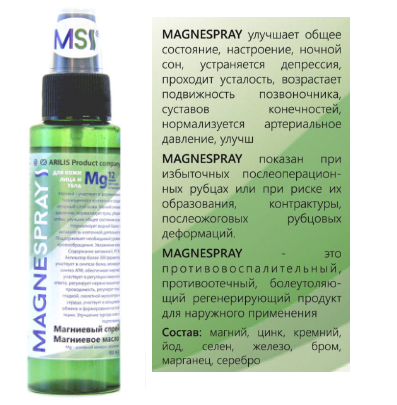 Магний - спрей для кожи лица и тела (100 ml). MAGNESPRAY